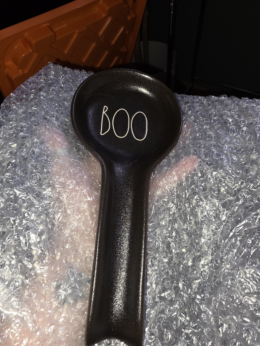 Rae Dunn BOO Black Spoon Rest